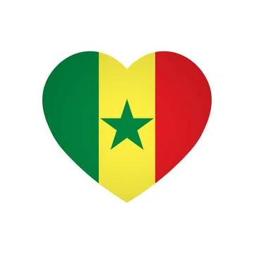 Heart shape flag of Senegal Stock Illustration