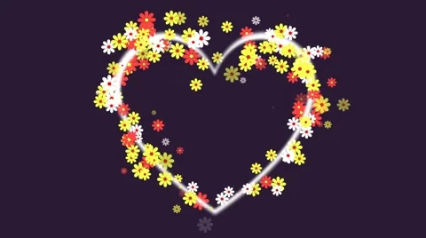 Heart shape floral frame with alpha mask Stock Footage 62861295