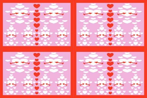 Heart shape form a pattern on pink pastel background,love design Stock Illustration