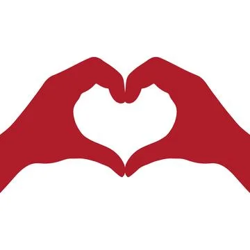 Heart shape formed by red human hands silhouette for romance and love conce.. Stock-Illustration