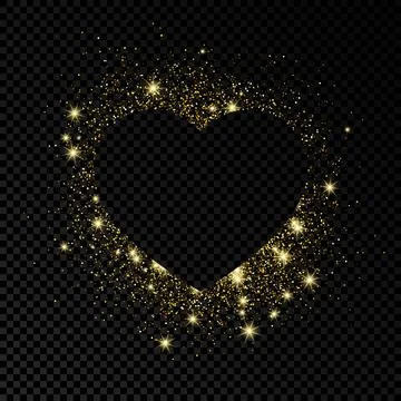 Heart shape frame with golden glitter Stock Illustration