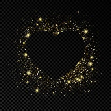 Heart shape frame with golden glitter Stock Illustration
