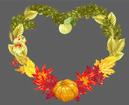 Heart shape frame in rainbow gradient in vector for harvest season Stock Illustration