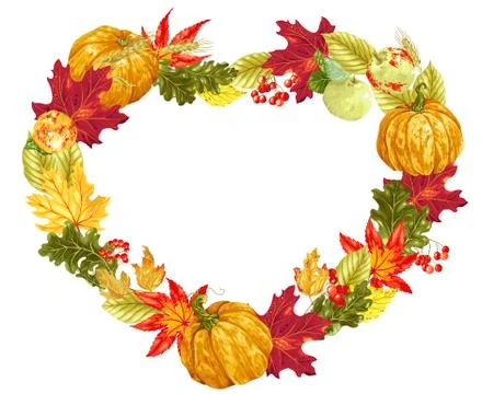 Heart shape frame in vector for harvest season Stock Illustration