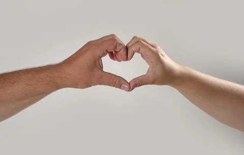 Heart shape frames human affection. Heart shape creates love concept. Two h.. Stock Photos