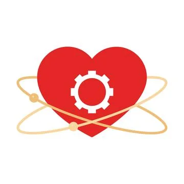 Heart shape with gear in the middle Stock Illustration