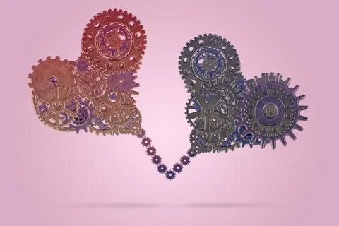 Heart shape gears Stock Photos