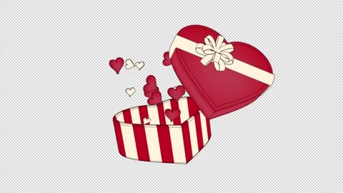 Heart shape gift box with hearts on alpha Stock Footage 316165229