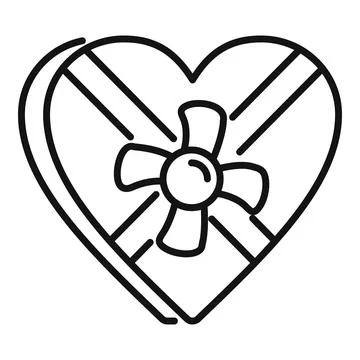 Heart shape gift box icon outline vector. Offer parcel イラスト素材