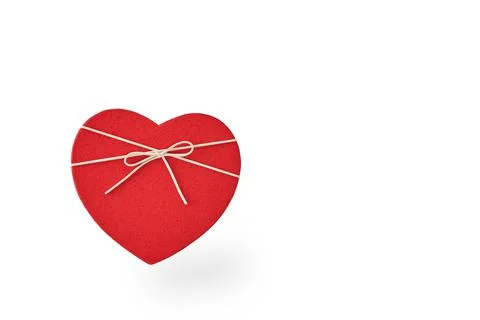 Heart shape gift box on the white background with copy space Stock Photos