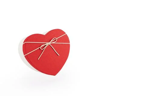 Heart shape gift box on the white background with copy space Foto stock