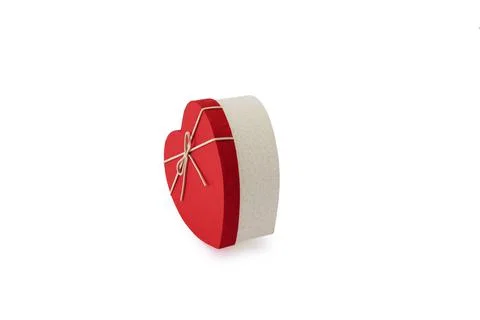 Heart shape gift box on the white background with copy space Foto stock