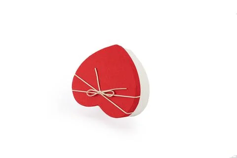 Heart shape gift box on the white background with copy space Stock Photos