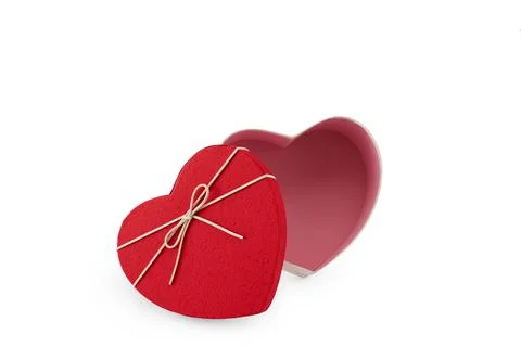 Heart shape gift box on the white background with copy space Stock-Fotos