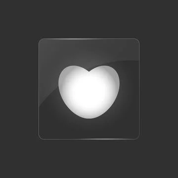 Heart shape. Glass interface icon on black background. Stock-Illustration