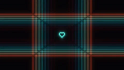 Heart shape glowing in neon light against a dark background Stock Footage 338301530