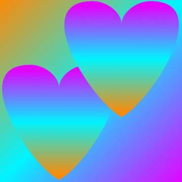 Heart shape in gradient orange, blue and purple neon color for background Stock Illustration