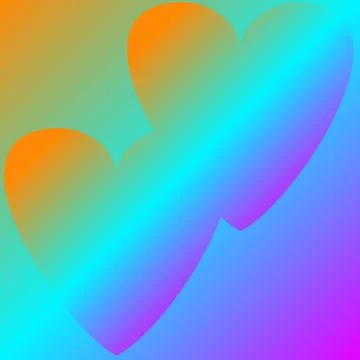 Heart shape in gradient orange, blue and purple neon color for background Stock Illustration