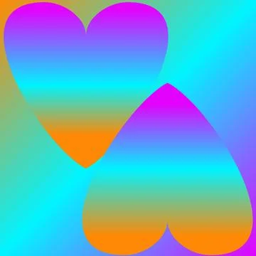 Heart shape in gradient orange, blue and purple neon color for background Stock Illustration
