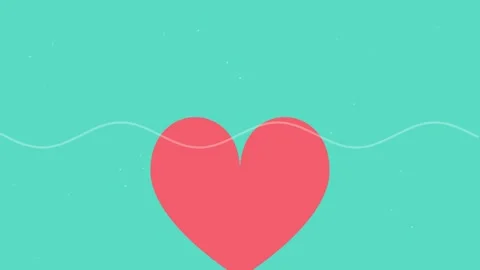 Heart shape graphic animation with gentle wave motion on soft teal backgrou.. Stockbeeldmateriaal 343154971