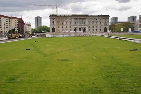 Heart Shape in the Grass at a Construction Site in Berlin Stock Photos