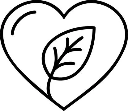 Heart shape with green leaf inside symbol Stock Illustration