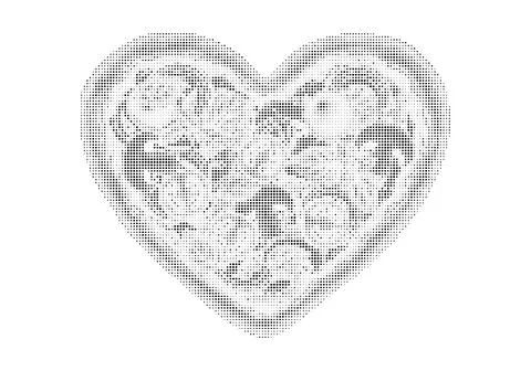 Heart shape halftone illustration with abstract dotted texture. Stock Illustration