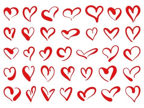 Heart shape hand drawn set Stock Illustration