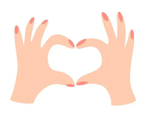 Heart shape hand. Two hands making heart sign. Love, romantic relationship, s Stock Illustration