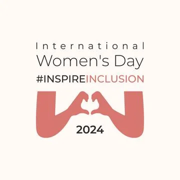 Heart shape Hands gesture card InspireInclusion 2024. International Women's D Stock Illustration