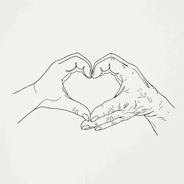 Heart shape hands line art illustration Silhouette 库存插图