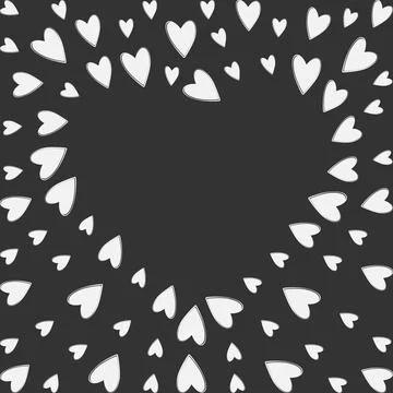 Heart shape hearts Abstract Frame border White on dark background White Day Copy Illustrazione stock