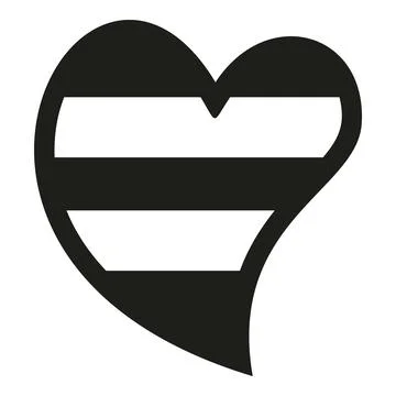 Heart shape with horizontal striped filling icon 스톡 일러스트