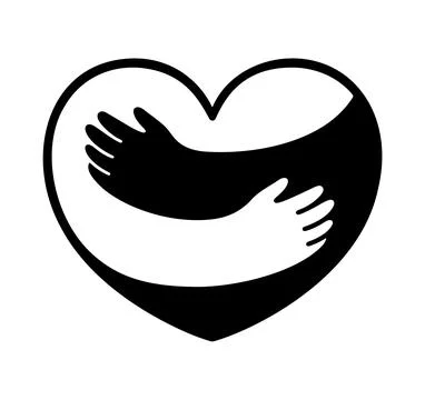 Heart shape with hugging arms logo Stock Illustration