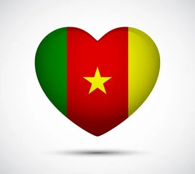 Heart Shape Icon with Cameroon Flag for Love and National Pride Stock Illustration