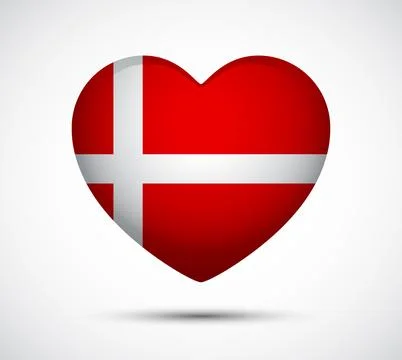 Heart Shape Icon with Denmark Flag Design for Love and Patriotism 스톡 일러스트