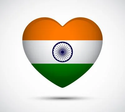 Heart Shape Icon with Indian Flag Colors and Emblem for National Pride Stock Illustration