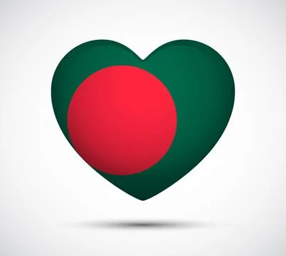 Heart Shape Icon Representing the Flag of Bangladesh Emblem Design Stockillustratie