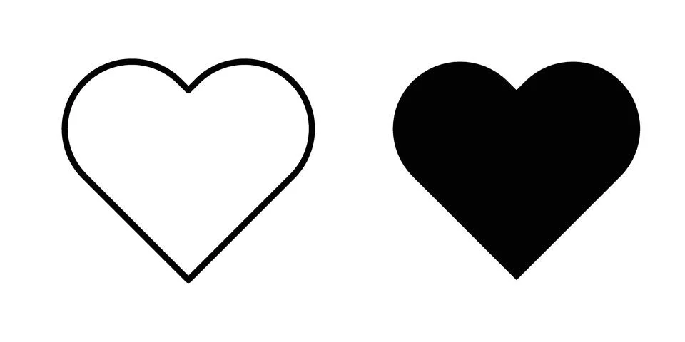 Heart shape icon vector concepts, line and silhouette style Stock Illustration