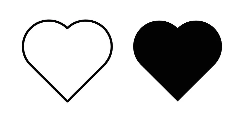Heart shape icon vectors. Illustrations in black Stock Illustration
