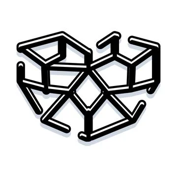 Heart shape interlocking geometric molecules science concept Stock Illustration