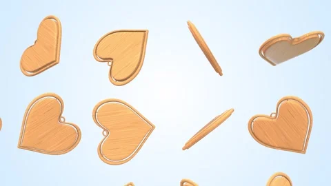 Heart Shape Keychains Falling on a Light Background. Wooden Textured Keychains. Video stock 296746298