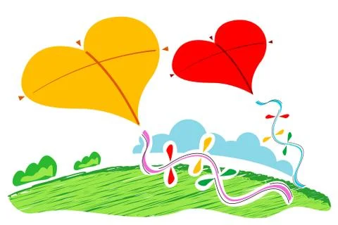 Heart shape  kites Stock Illustration