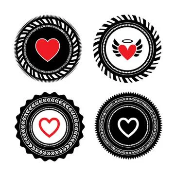 Heart shape label design Stock Illustration