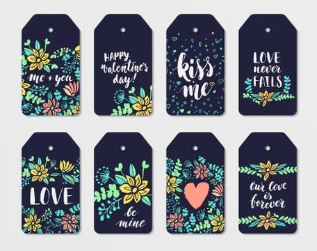 Heart shape label set Stock Illustration