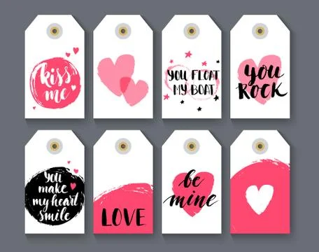 Heart shape label set Stock Illustration