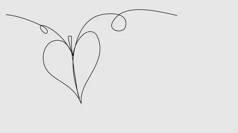 Heart shape leaf. One line drawing animation. Video clip with alpha channel. Stock Footage 273615365