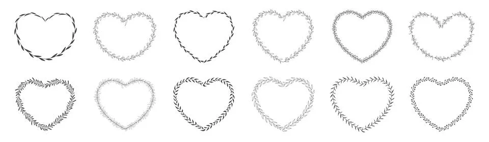 Heart shape leaf wreath Stock Illustration
