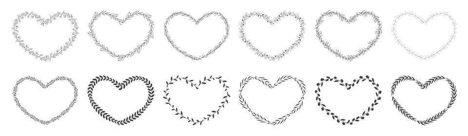 Heart shape leaf wreath Stock Illustration