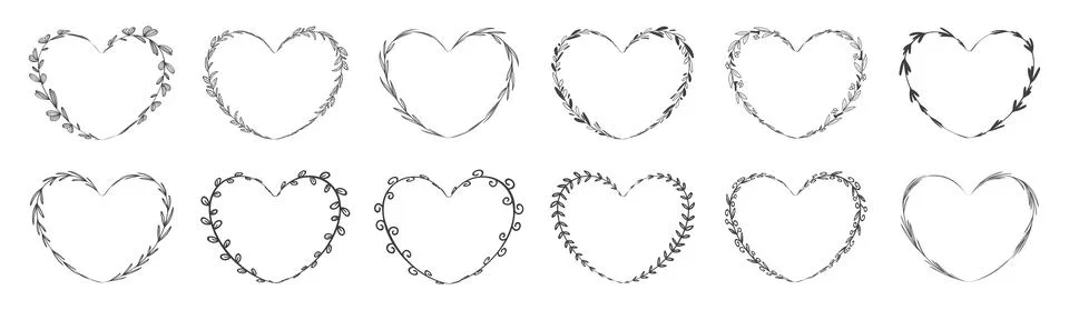 Heart shape leaf wreath Stock Illustration